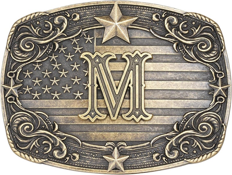Flipslo Store Western Belt Buckle for Men Women Initial Letter A to Z Cowboy Belt Buckle Texas Buckle hebillas vaqueras para hombre - Image 1
